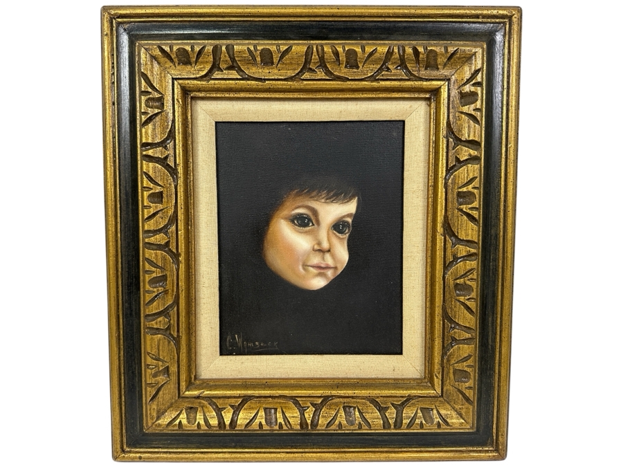 Carlo Wahlbeck (B. 1933, California/Sweden) Original Portrait Painting On Canvas Signed Lower Left And Verso Titled 'Child' 8 X 10 Framed 16.5 X 18.5