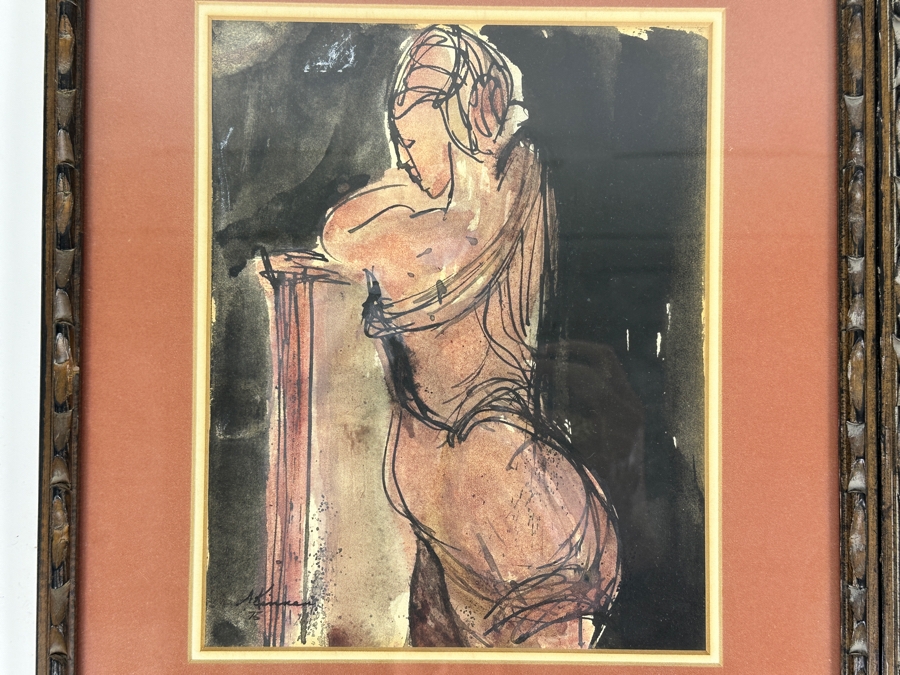 Pair Of Vintage 1975 Watercolor Paintings On Paper Artist Signed 8 X 10 Framed 13 X 15 [Photo 3]