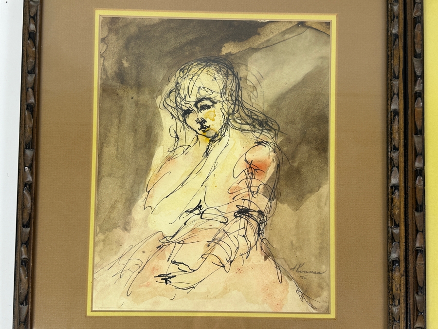 Pair Of Vintage 1975 Watercolor Paintings On Paper Artist Signed 8 X 10 Framed 13 X 15 [Photo 2]