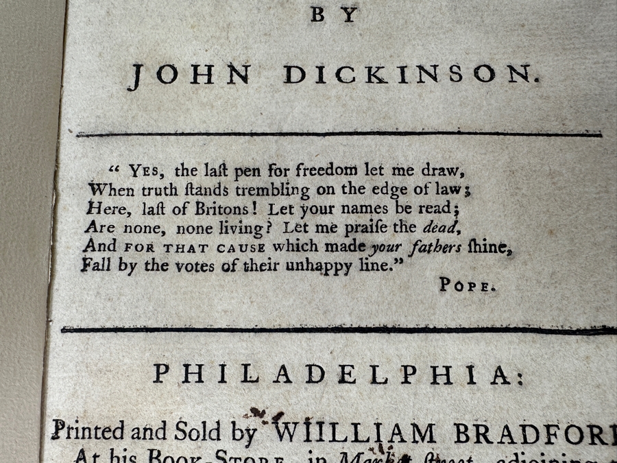 Rare Antique 1764 Book A Reply To A Piece Called The Speech Of Joseph Galloway, Esquire By John Dickinson Purchased From Second Story Books Via Abe Books - See Book Description In Photos And Original Book Listing [Photo 7]