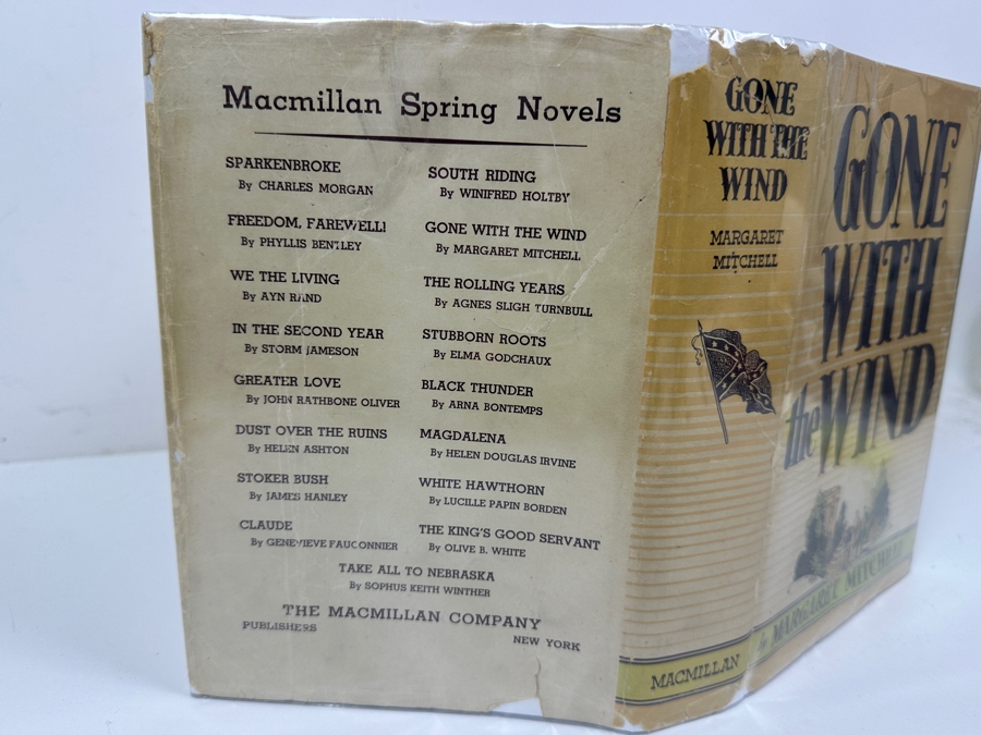 Rare First Printing Of Gone With The Wind By Margaret Mitchell With The Original First Printing Dust Jacket May, 1936 Date - Book In Excellent Condition - Original Dust Jacket Has Some Damage Estimate $5,000-$8,000 [Photo 2]