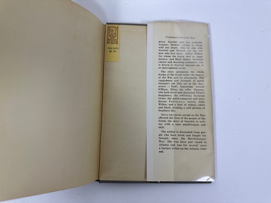 Rare First Printing Of Gone With The Wind By Margaret Mitchell With The Original First Printing Dust Jacket May, 1936 Date - Book In Excellent Condition - Original Dust Jacket Has Some Damage Estimate $5,000-$8,000 [Photo 8]