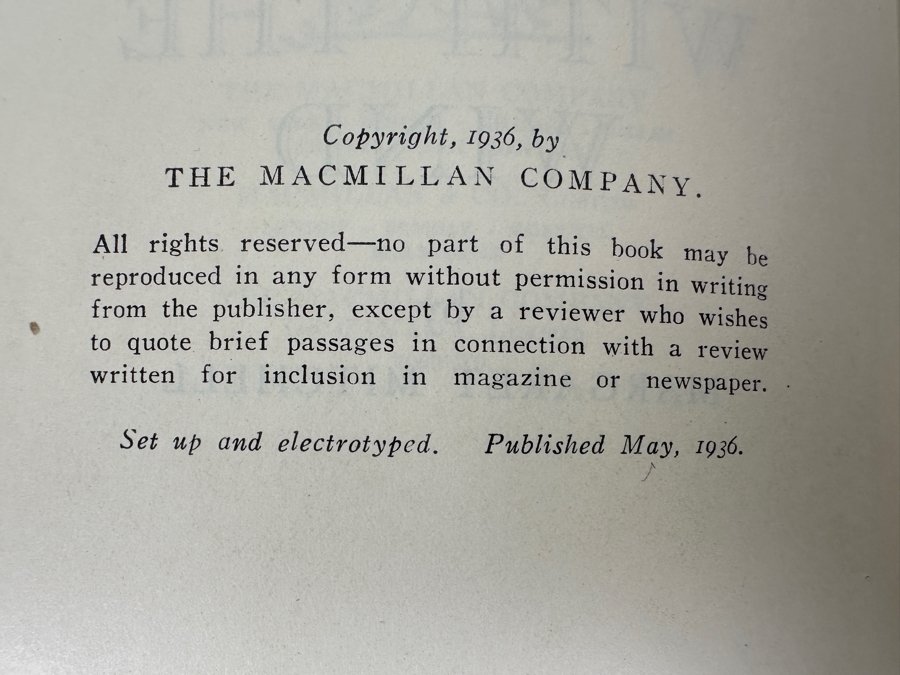 Rare First Printing Of Gone With The Wind By Margaret Mitchell With The Original First Printing Dust Jacket May, 1936 Date - Book In Excellent Condition - Original Dust Jacket Has Some Damage Estimate $5,000-$8,000 [Photo 17]