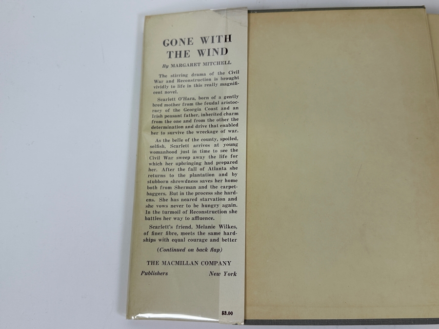 Rare First Printing Of Gone With The Wind By Margaret Mitchell With The Original First Printing Dust Jacket May, 1936 Date - Book In Excellent Condition - Original Dust Jacket Has Some Damage Estimate $5,000-$8,000 [Photo 4]