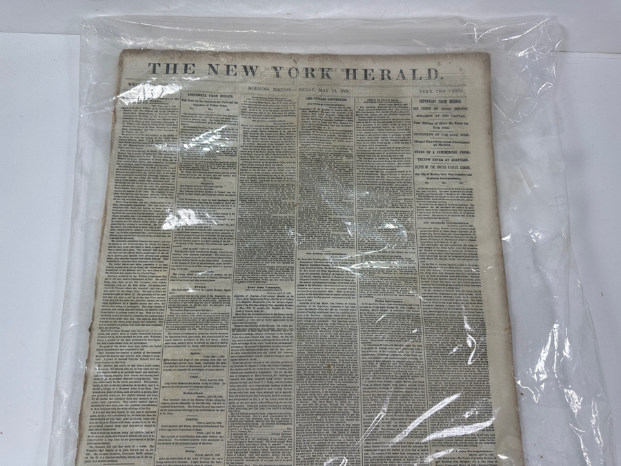 Rare Historial Antique May 14, 1860 The New York Herald Newspaper With Article On The Slave Trade [Photo 8]