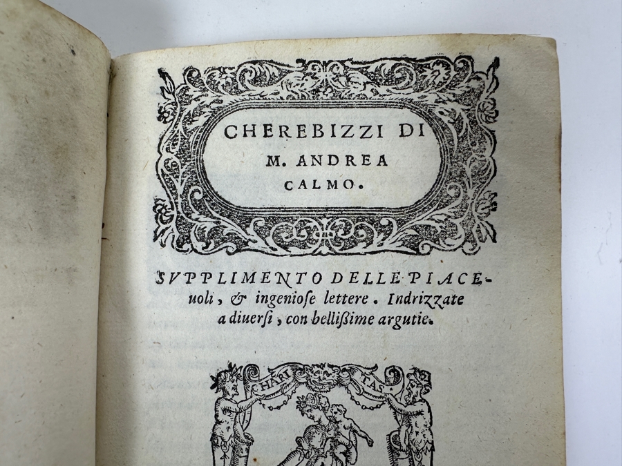 Antique 1559 Commedia Dell'arte Of Andrea Calmo / Michelangelo Buonarroti Letters Italy Purchased From Schilb Antiquarian Rare Books For $335 - See Photos For Description [Photo 3]