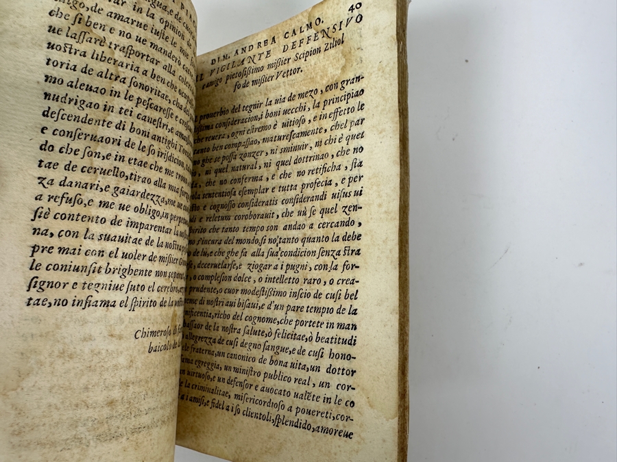 Antique 1559 Commedia Dell'arte Of Andrea Calmo / Michelangelo Buonarroti Letters Italy Purchased From Schilb Antiquarian Rare Books For $335 - See Photos For Description [Photo 7]