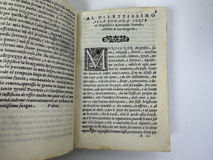 Antique 1559 Commedia Dell'arte Of Andrea Calmo / Michelangelo Buonarroti Letters Italy Purchased From Schilb Antiquarian Rare Books For $335 - See Photos For Description [Photo 6]