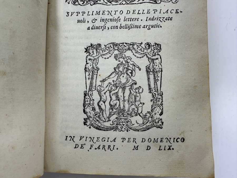 Antique 1559 Commedia Dell'arte Of Andrea Calmo / Michelangelo Buonarroti Letters Italy Purchased From Schilb Antiquarian Rare Books For $335 - See Photos For Description [Photo 4]