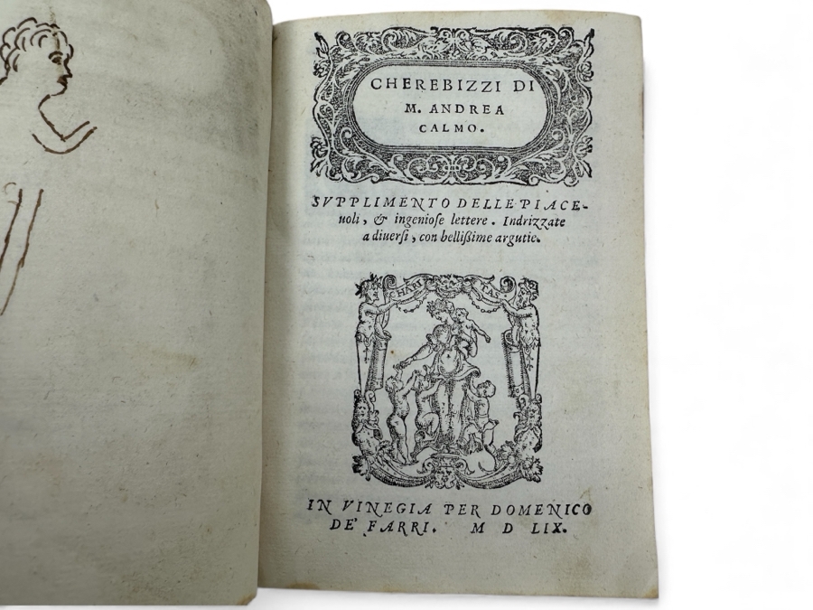 Antique 1559 Commedia Dell'arte Of Andrea Calmo / Michelangelo Buonarroti Letters Italy Purchased From Schilb Antiquarian Rare Books For $335 - See Photos For Description
