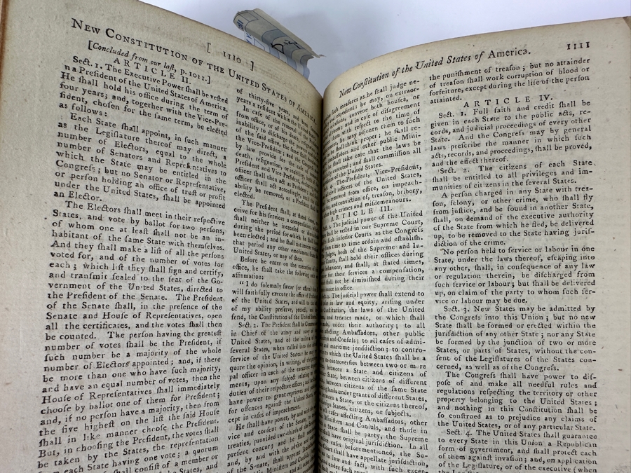 Antique 1787 Hardbound Book Of The Gentleman's Magazine London Volume LVII With Rare First English Printing Of The United States Constitution - See Photos For A Sampling Of Articles Estimate $3,000 [Photo 22]