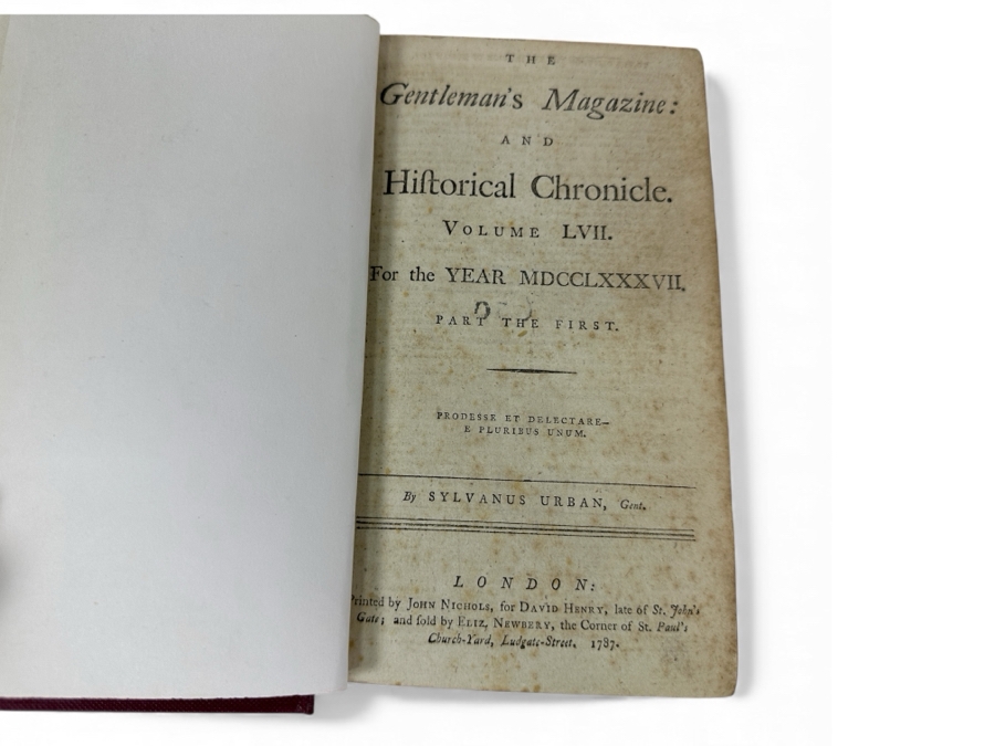 Antique 1787 Hardbound Book Of The Gentleman's Magazine London Volume LVII With Rare First English Printing Of The United States Constitution - See Photos For A Sampling Of Articles Estimate $3,000 [Photo 2]