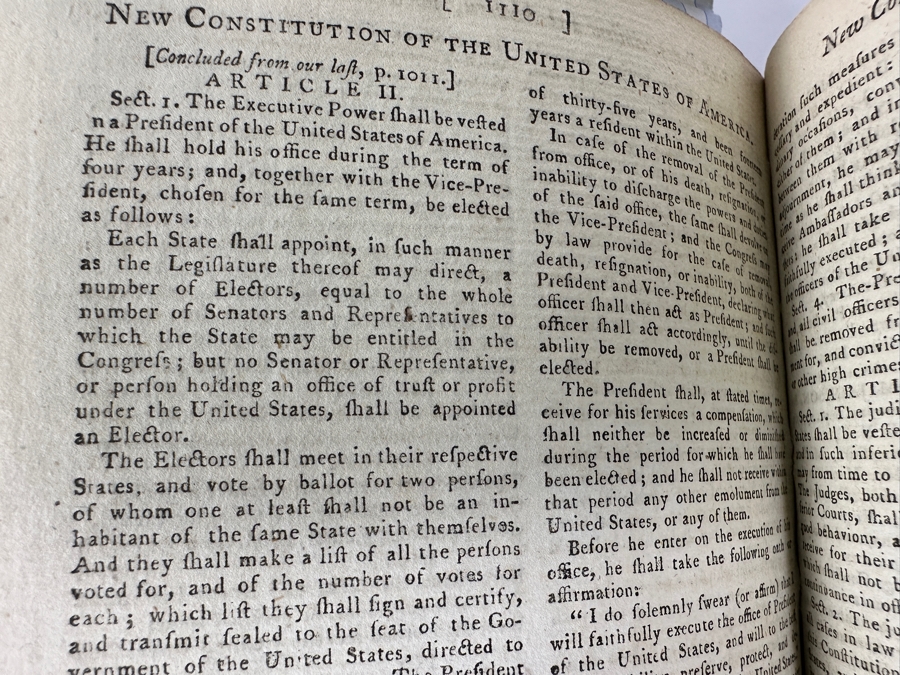Antique 1787 Hardbound Book Of The Gentleman's Magazine London Volume LVII With Rare First English Printing Of The United States Constitution - See Photos For A Sampling Of Articles Estimate $3,000 [Photo 23]