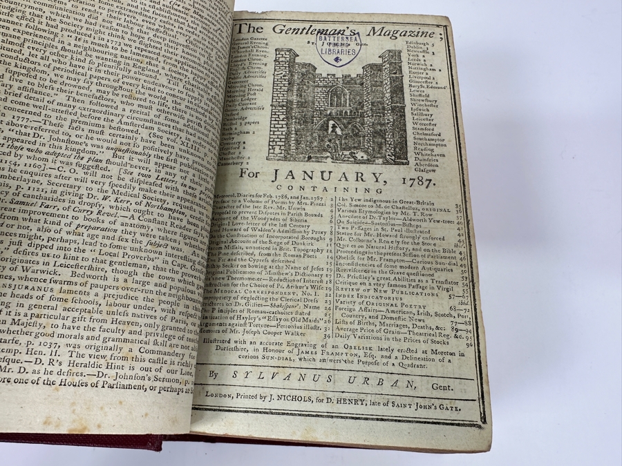 Antique 1787 Hardbound Book Of The Gentleman's Magazine London Volume LVII With Rare First English Printing Of The United States Constitution - See Photos For A Sampling Of Articles Estimate $3,000 [Photo 9]