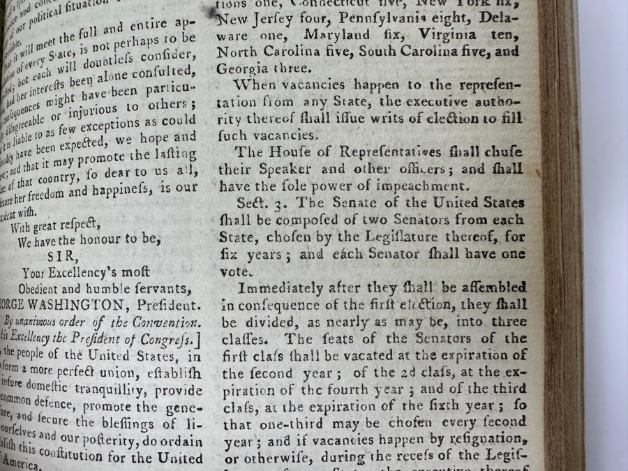 Antique 1787 Hardbound Book Of The Gentleman's Magazine London Volume LVII With Rare First English Printing Of The United States Constitution - See Photos For A Sampling Of Articles Estimate $3,000 [Photo 18]