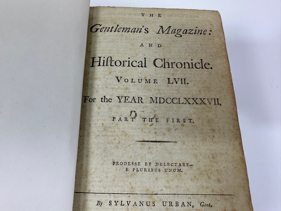 Antique 1787 Hardbound Book Of The Gentleman's Magazine London Volume LVII With Rare First English Printing Of The United States Constitution - See Photos For A Sampling Of Articles Estimate $3,000 [Photo 8]