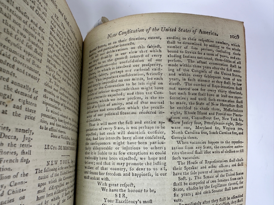 Antique 1787 Hardbound Book Of The Gentleman's Magazine London Volume LVII With Rare First English Printing Of The United States Constitution - See Photos For A Sampling Of Articles Estimate $3,000 [Photo 13]