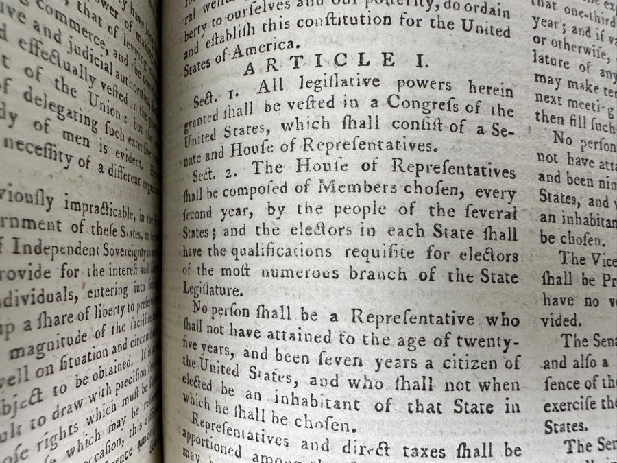 Antique 1787 Hardbound Book Of The Gentleman's Magazine London Volume LVII With Rare First English Printing Of The United States Constitution - See Photos For A Sampling Of Articles Estimate $3,000 [Photo 15]