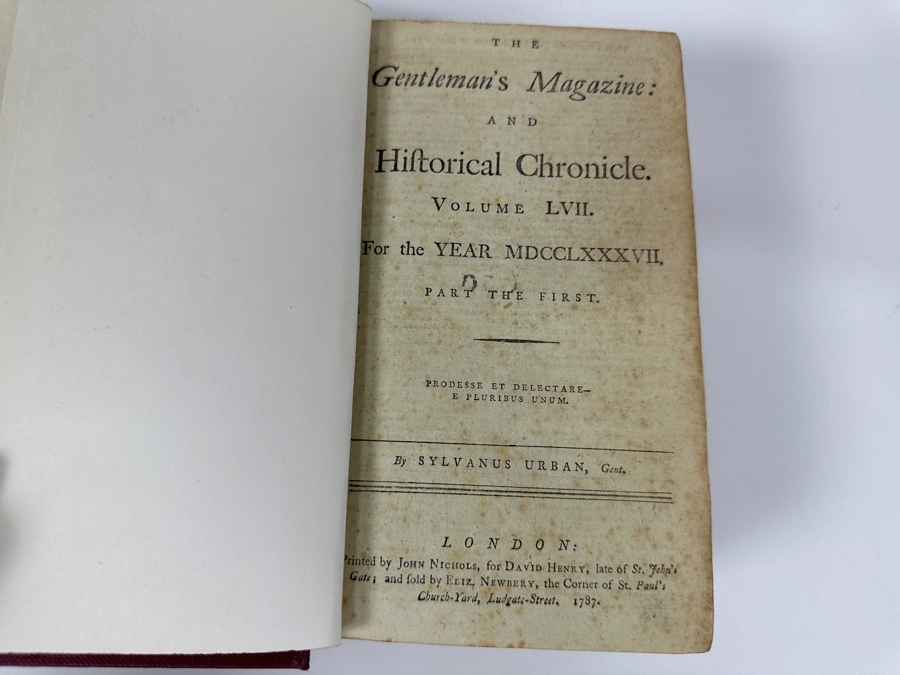 Antique 1787 Hardbound Book Of The Gentleman's Magazine London Volume LVII With Rare First English Printing Of The United States Constitution - See Photos For A Sampling Of Articles Estimate $3,000 [Photo 6]