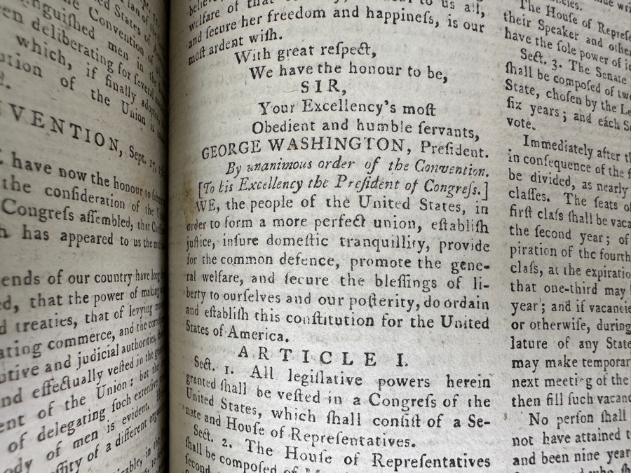 Antique 1787 Hardbound Book Of The Gentleman's Magazine London Volume LVII With Rare First English Printing Of The United States Constitution - See Photos For A Sampling Of Articles Estimate $3,000 [Photo 14]