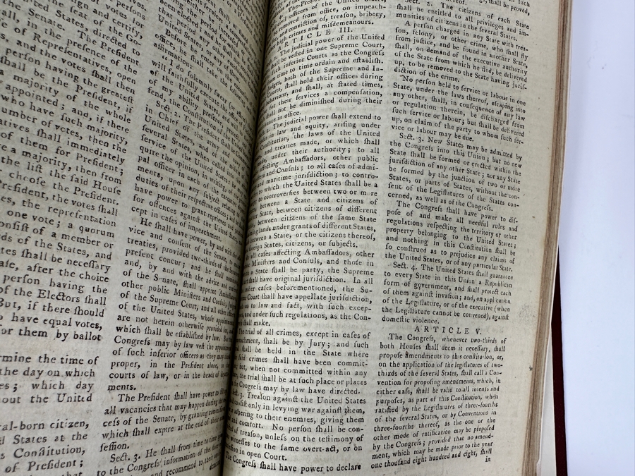 Antique 1787 Hardbound Book Of The Gentleman's Magazine London Volume LVII With Rare First English Printing Of The United States Constitution - See Photos For A Sampling Of Articles Estimate $3,000 [Photo 27]