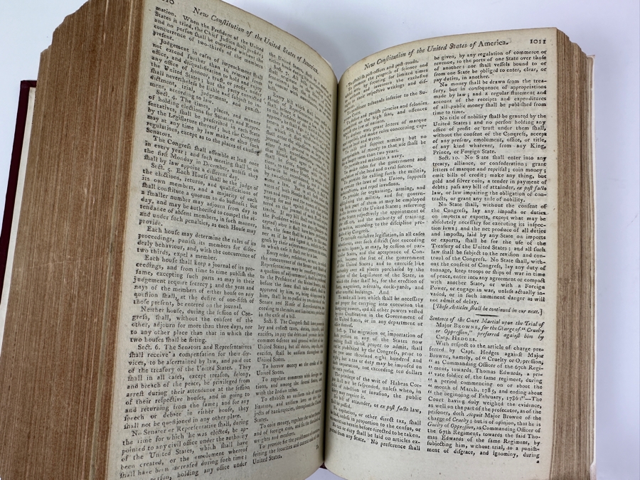 Antique 1787 Hardbound Book Of The Gentleman's Magazine London Volume LVII With Rare First English Printing Of The United States Constitution - See Photos For A Sampling Of Articles Estimate $3,000 [Photo 21]