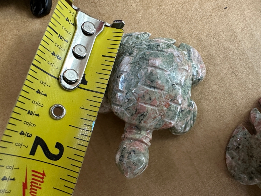 (2) Hand Carved Green Stone Turtle Figurines [Photo 8]