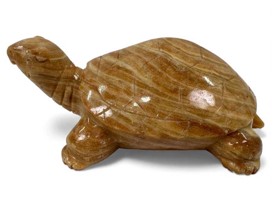 Hand Carved Stone Turtle Figurine 3.5'L