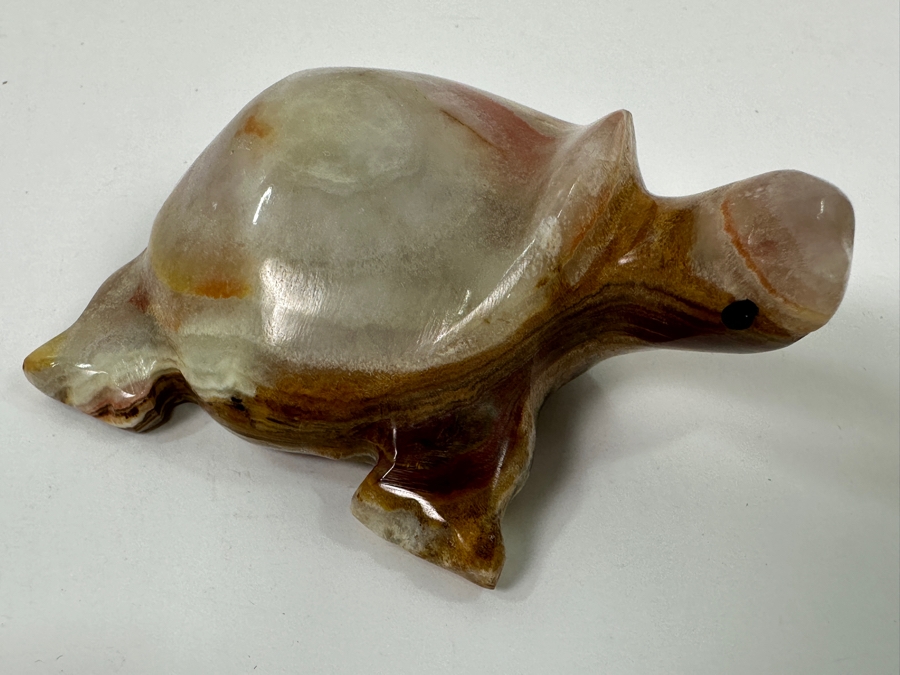 Hand Carved Onyx Marble Stone Turtle Figurine 3.5'L [Photo 3]
