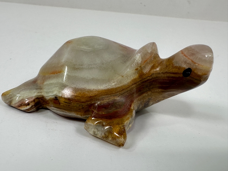 Hand Carved Onyx Marble Stone Turtle Figurine 3.5'L [Photo 2]