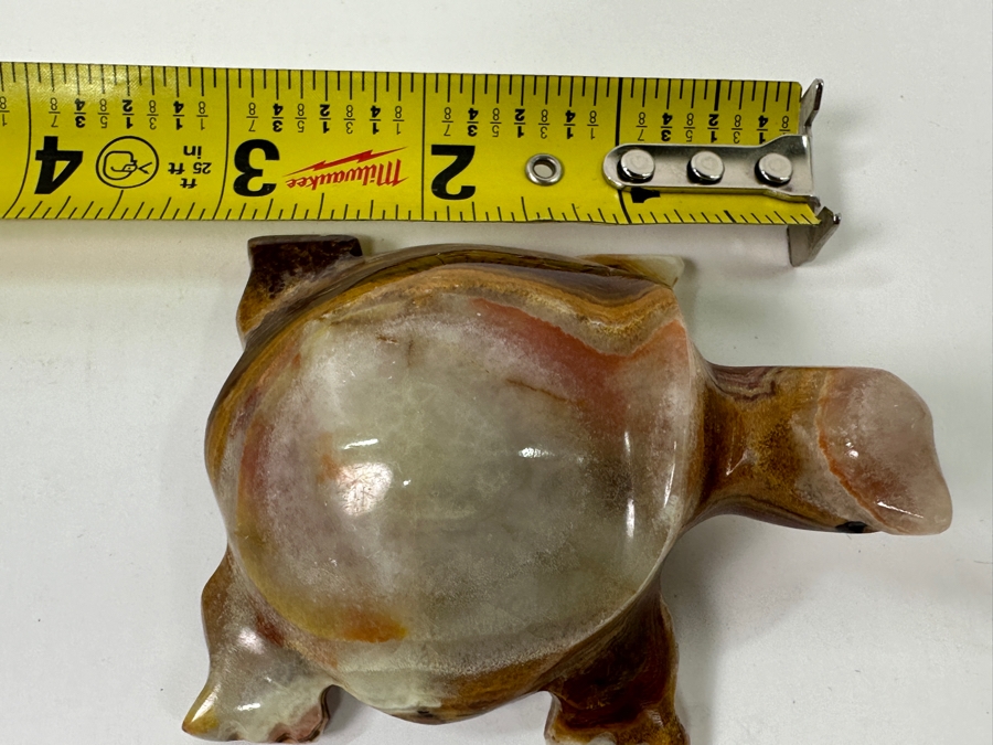 Hand Carved Onyx Marble Stone Turtle Figurine 3.5'L [Photo 9]
