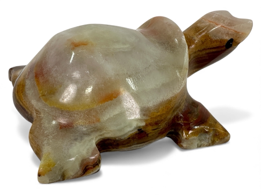 Hand Carved Onyx Marble Stone Turtle Figurine 3.5'L