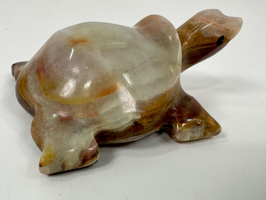 Hand Carved Onyx Marble Stone Turtle Figurine 3.5'L [Photo 7]