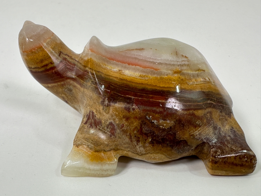 Hand Carved Onyx Marble Stone Turtle Figurine 3.5'L [Photo 5]