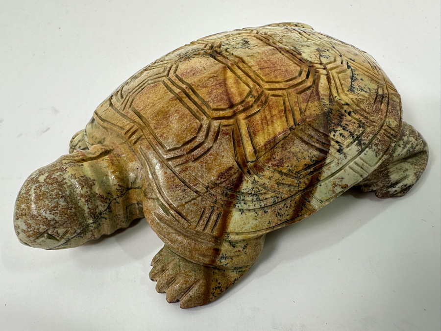 Hand Carved Siltstone (Picture Stone) Turtle Figurine 5'L [Photo 9]