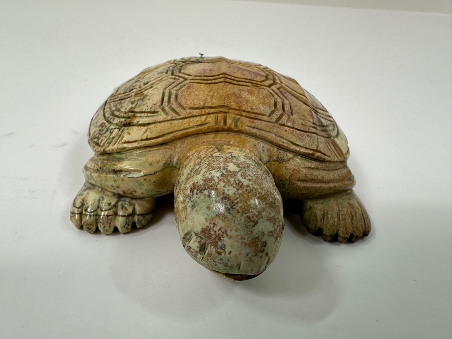 Hand Carved Siltstone (Picture Stone) Turtle Figurine 5'L [Photo 6]