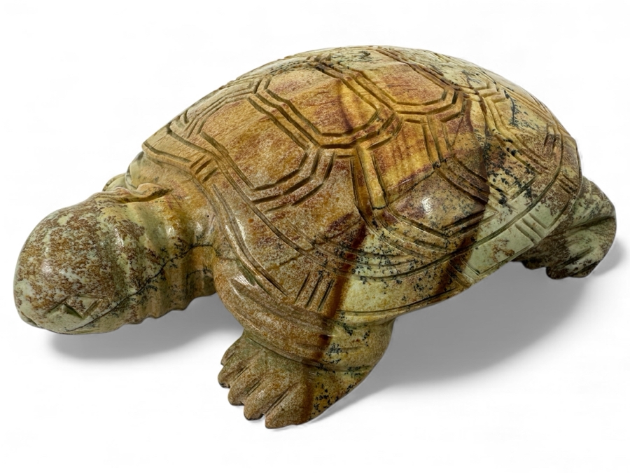 Hand Carved Siltstone (Picture Stone) Turtle Figurine 5'L