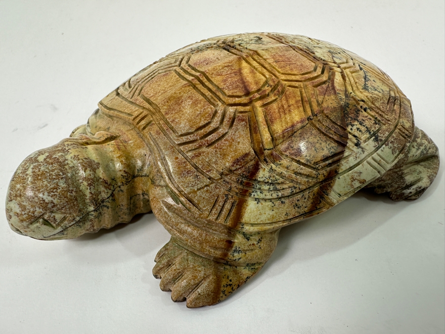 Hand Carved Siltstone (Picture Stone) Turtle Figurine 5'L [Photo 8]