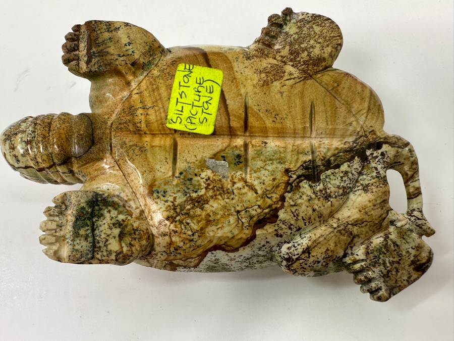 Hand Carved Siltstone (Picture Stone) Turtle Figurine 5'L [Photo 12]