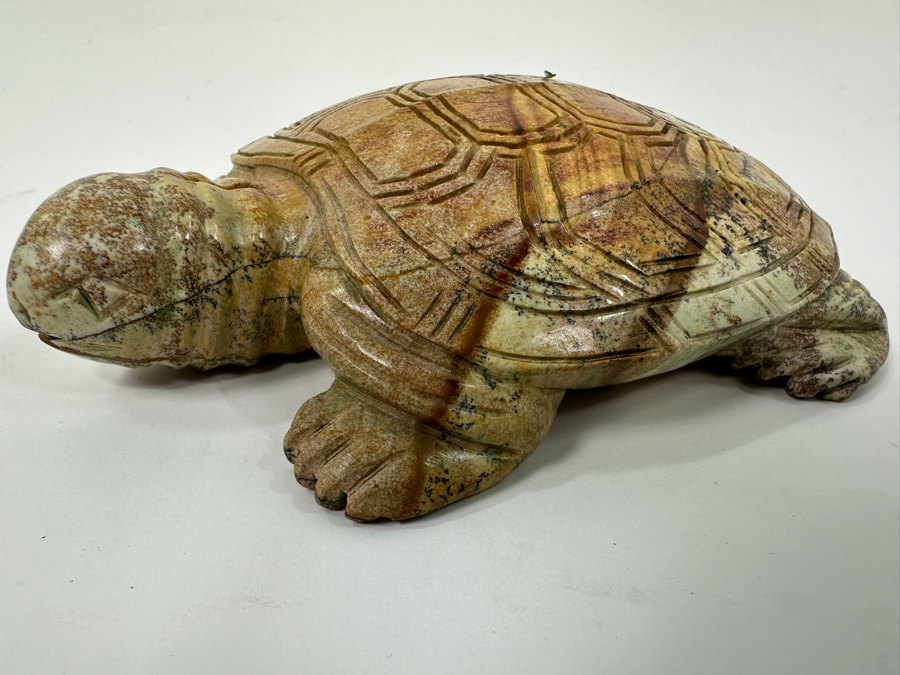 Hand Carved Siltstone (Picture Stone) Turtle Figurine 5'L [Photo 7]