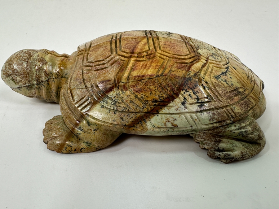 Hand Carved Siltstone (Picture Stone) Turtle Figurine 5'L [Photo 10]