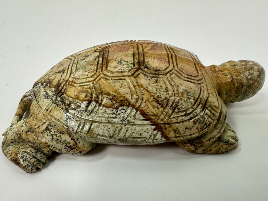 Hand Carved Siltstone (Picture Stone) Turtle Figurine 5'L [Photo 2]