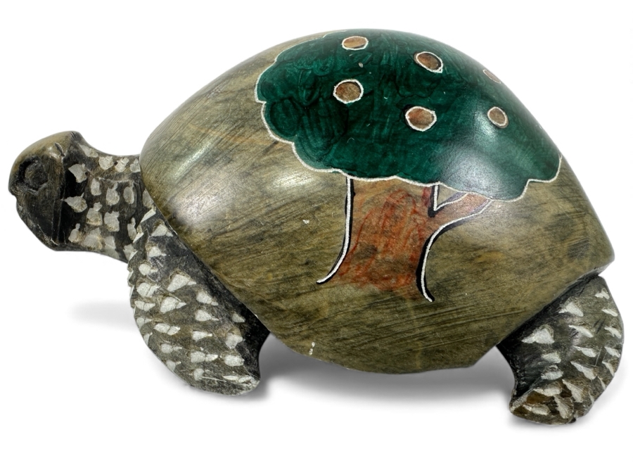 Hand Carved Stone Turtle Figurine 4.5'L