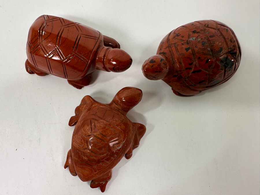 (3) Hand Carved Stone Turtle Figurines [Photo 4]