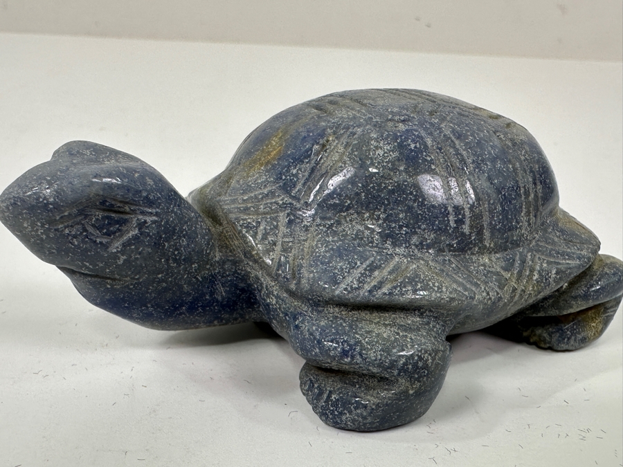 Hand Carved Blue Agate Stone Turtle Figurine 4'L [Photo 5]