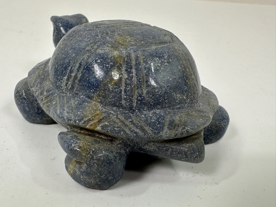 Hand Carved Blue Agate Stone Turtle Figurine 4'L [Photo 7]