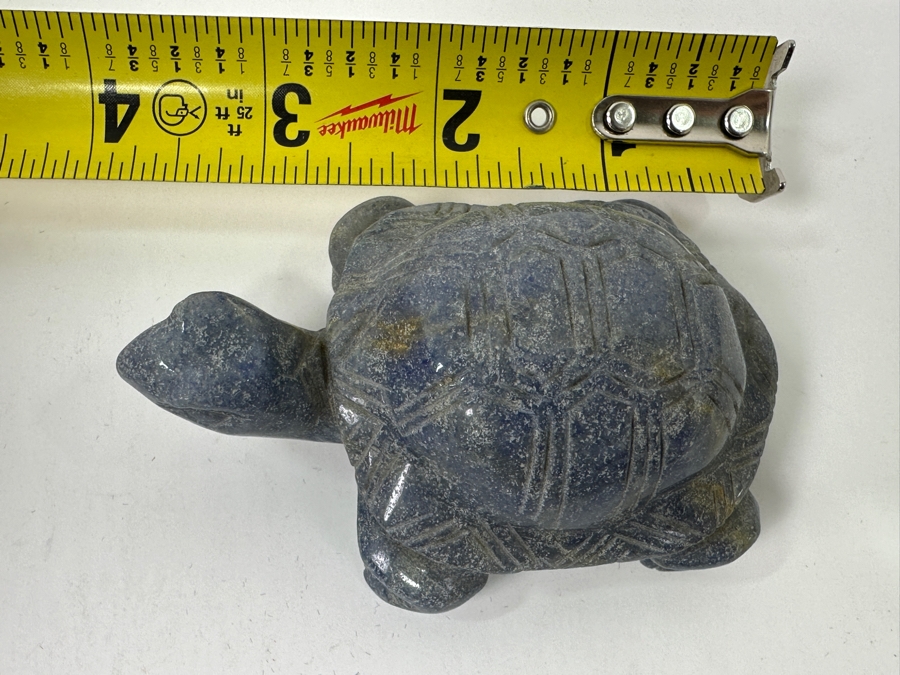 Hand Carved Blue Agate Stone Turtle Figurine 4'L [Photo 10]