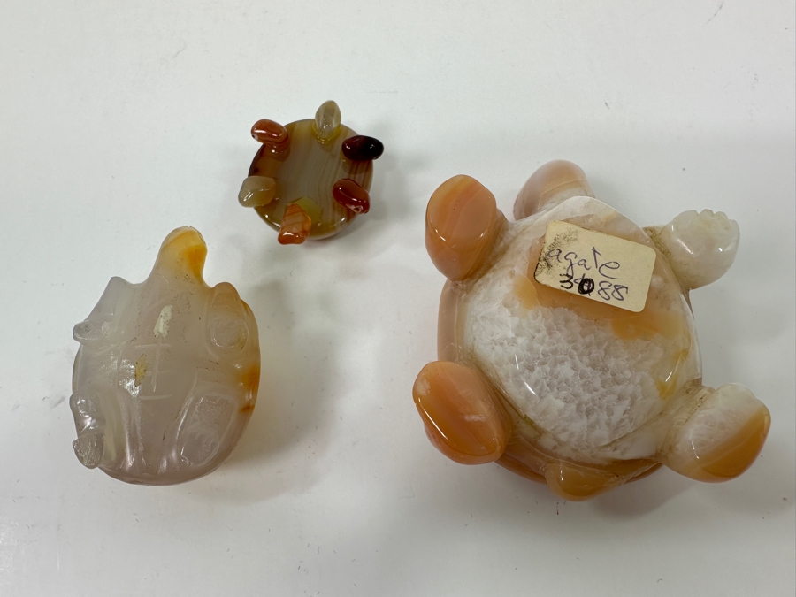(3) Hand Carved Stone Turtle Figurines [Photo 7]
