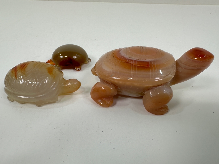 (3) Hand Carved Stone Turtle Figurines [Photo 5]