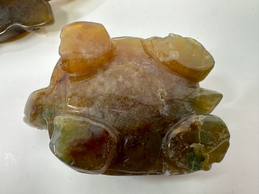 (3) Hand Carved Green Stone Turtle Figurines [Photo 10]